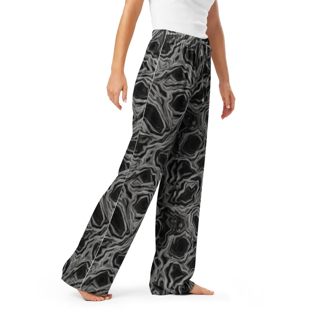 Black Marble Riot on Women's Pajama Pants — Right Front
