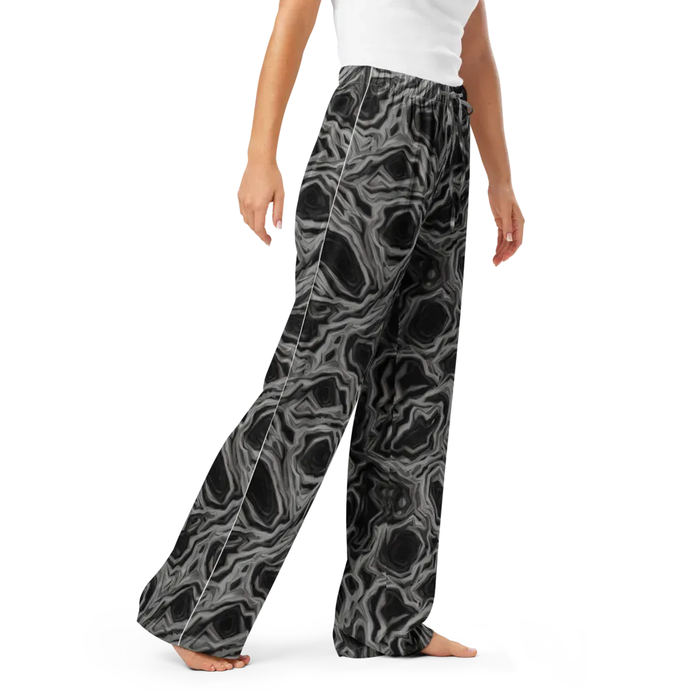 Black Marble Riot on Women's Pajama Pants — Right Front