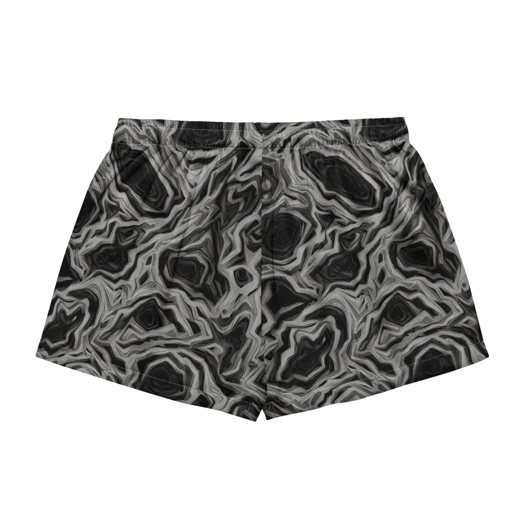 Black Marble Riot on Women's Pajama Shorts — Back