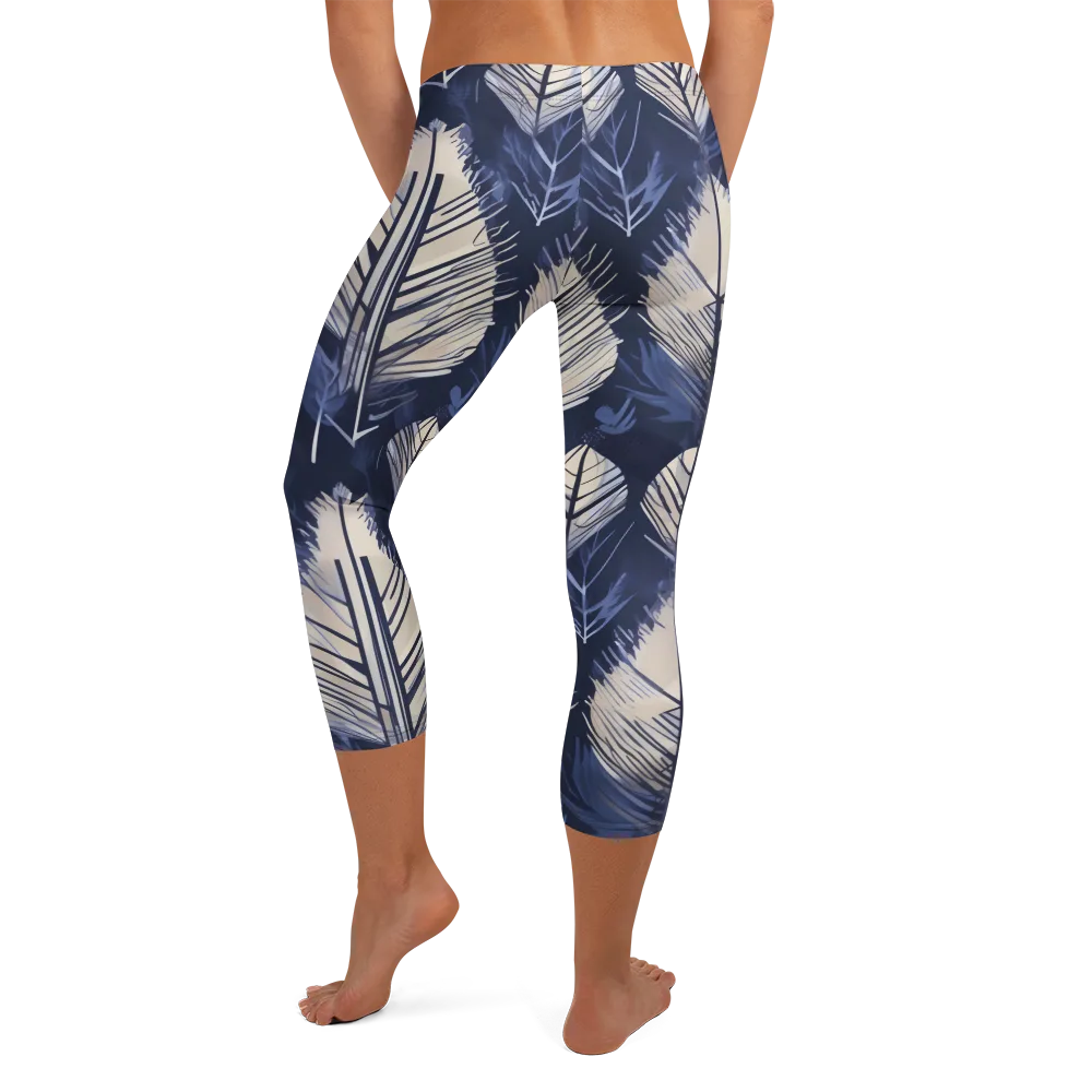 Moonlit Leaves on Capri Leggings — Back