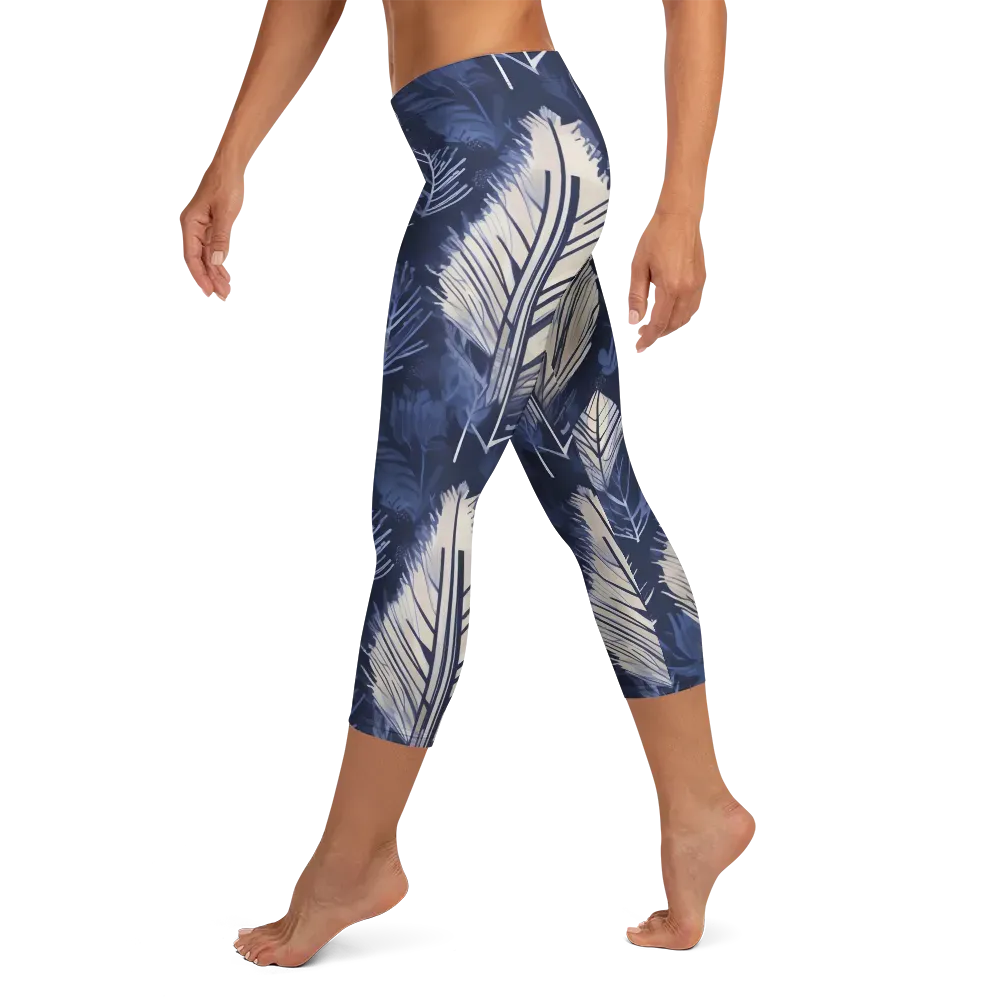 Moonlit Leaves on Capri Leggings — Left