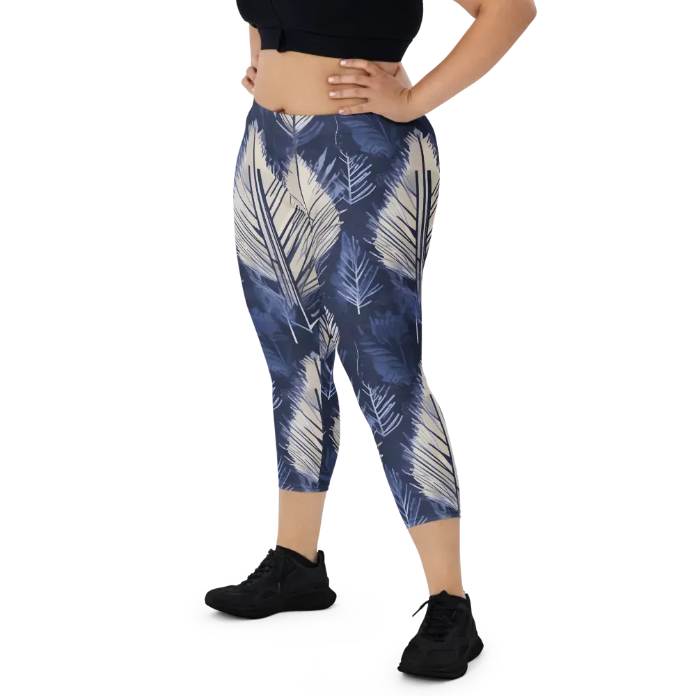 Moonlit Leaves on Capri Leggings — Front