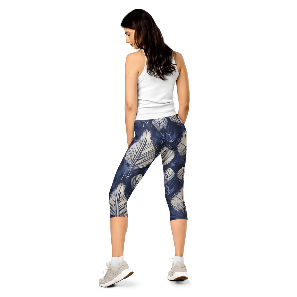 Moonlit Leaves on Capri Leggings — Back