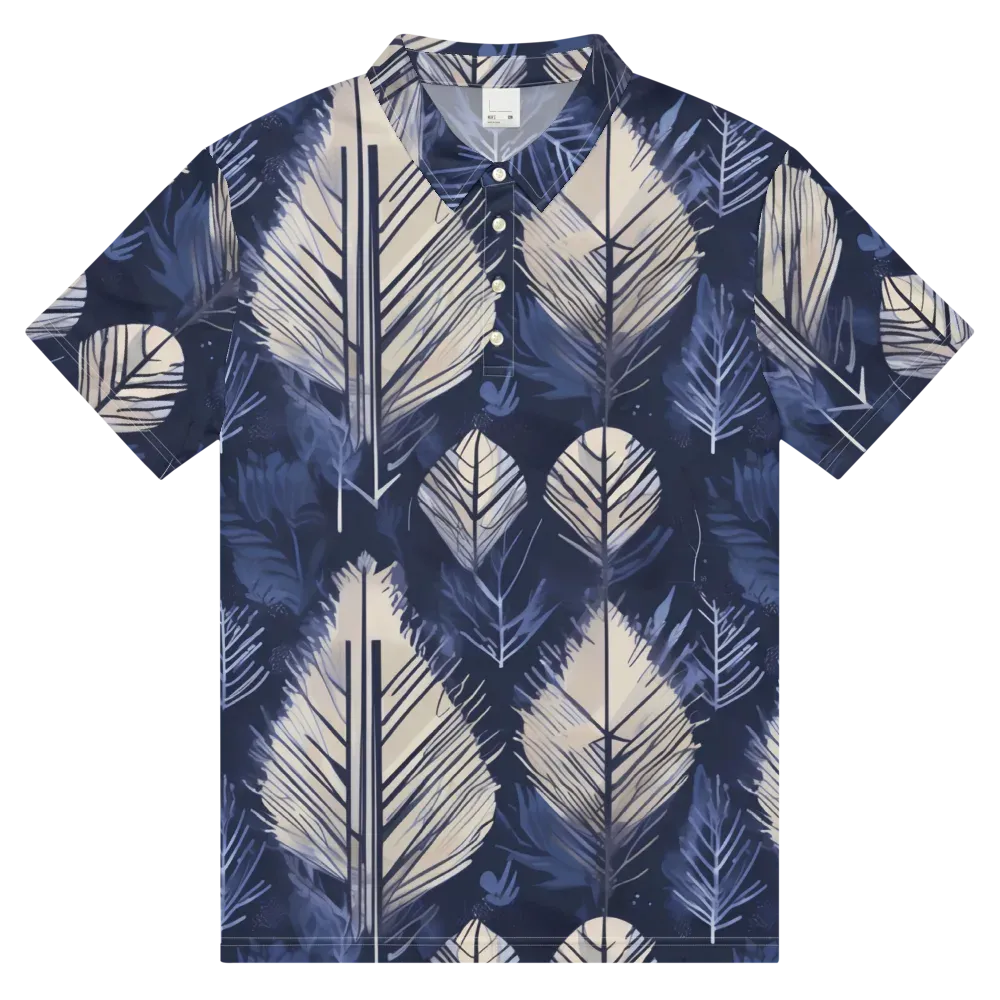 Moonlit Leaves on Men's Slim Fit Polo Shirt — Front