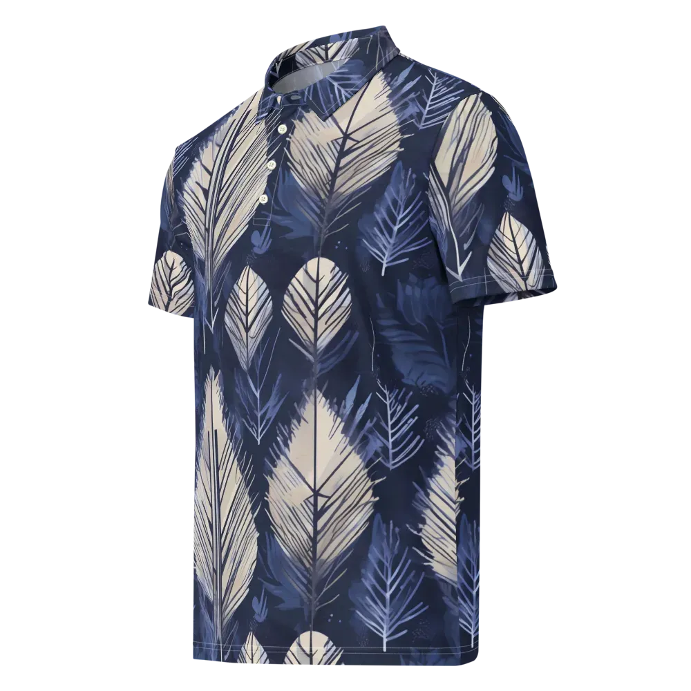 Moonlit Leaves on Men's Slim Fit Polo Shirt — Left Front