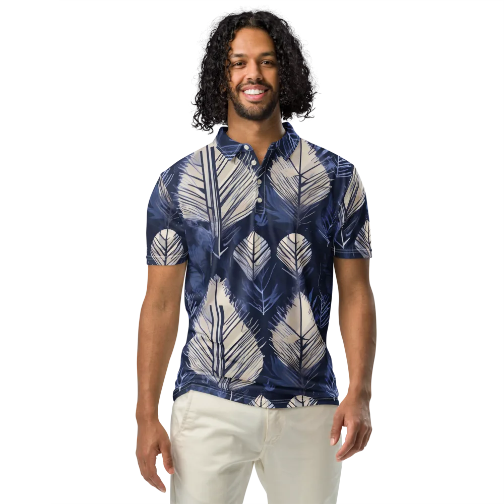 Moonlit Leaves on Men's Slim Fit Polo Shirt — Front