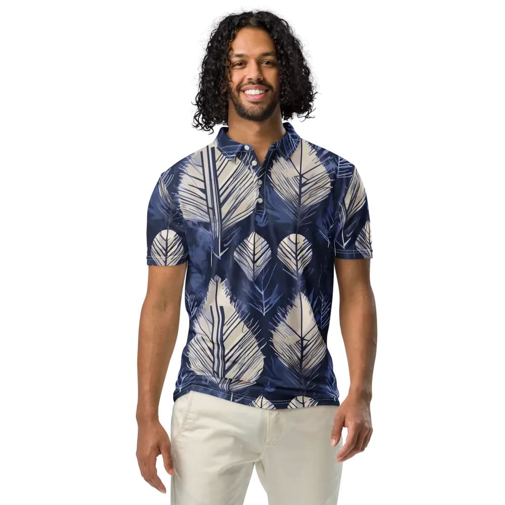 Moonlit Leaves on Men's Slim Fit Polo Shirt — Front