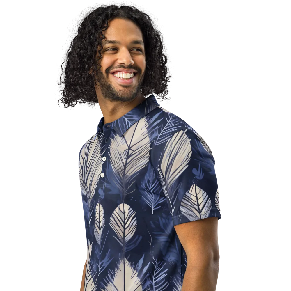 Moonlit Leaves on Men's Slim Fit Polo Shirt — Left Front