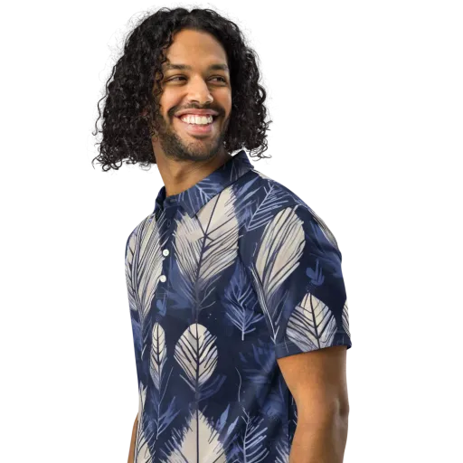 Moonlit Leaves on a Men's Slim Fit Polo Shirt