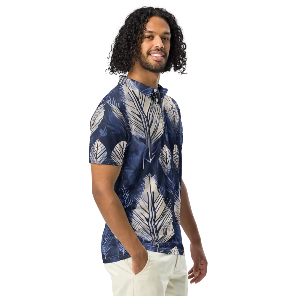 Moonlit Leaves on Men's Slim Fit Polo Shirt — Right Front