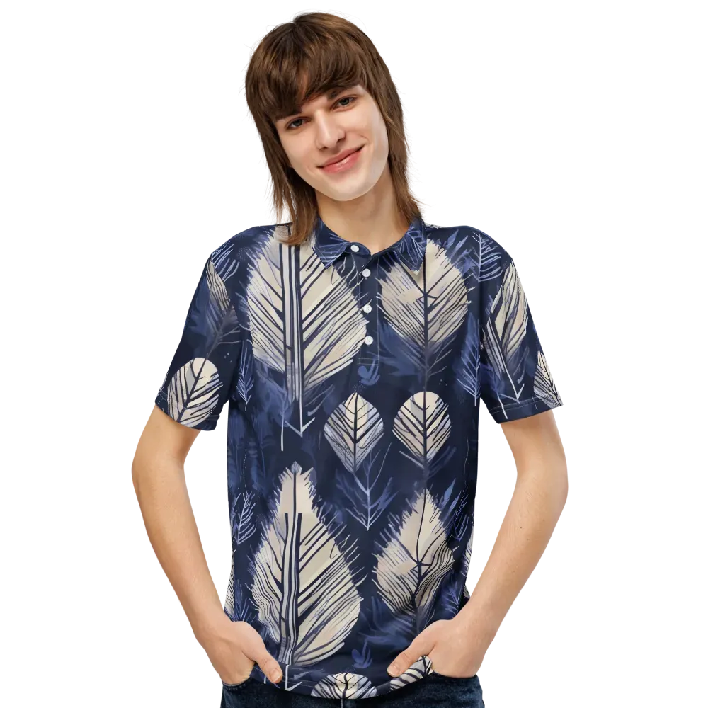 Moonlit Leaves on Men's Slim Fit Polo Shirt — Front