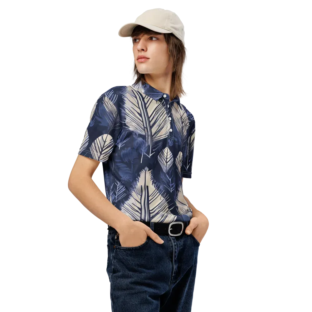 Moonlit Leaves on Men's Slim Fit Polo Shirt — Right Front