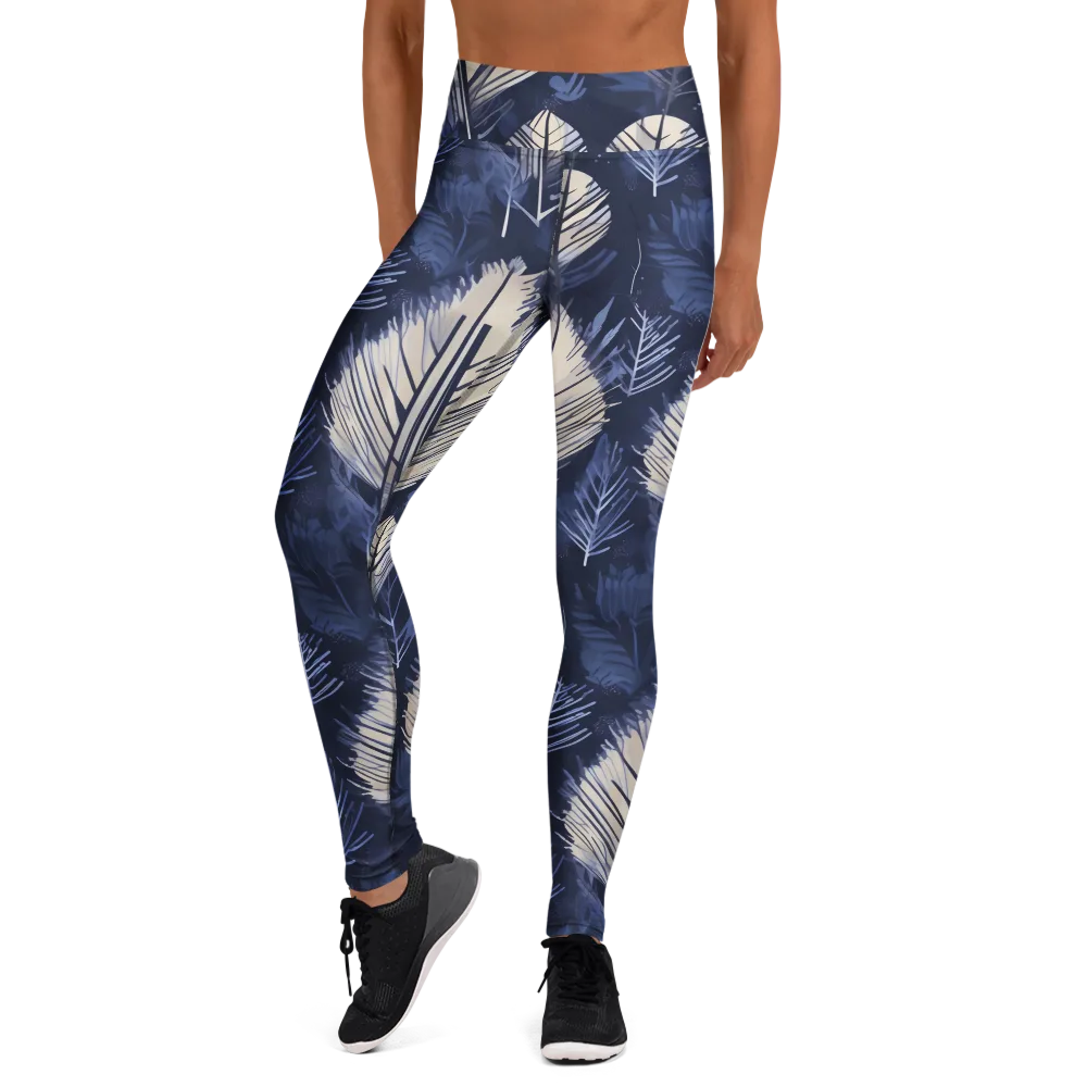 Moonlit Leaves on Yoga Leggings — Front