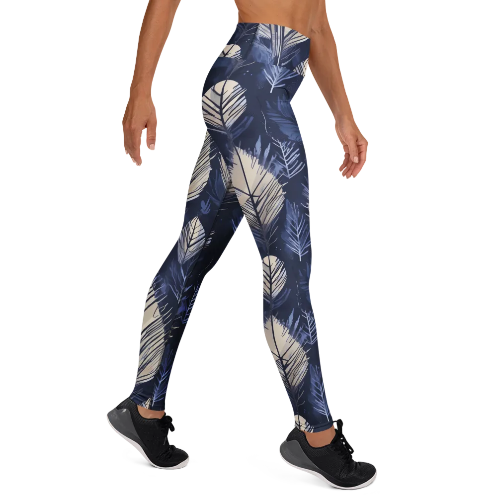 Moonlit Leaves on Yoga Leggings — Right