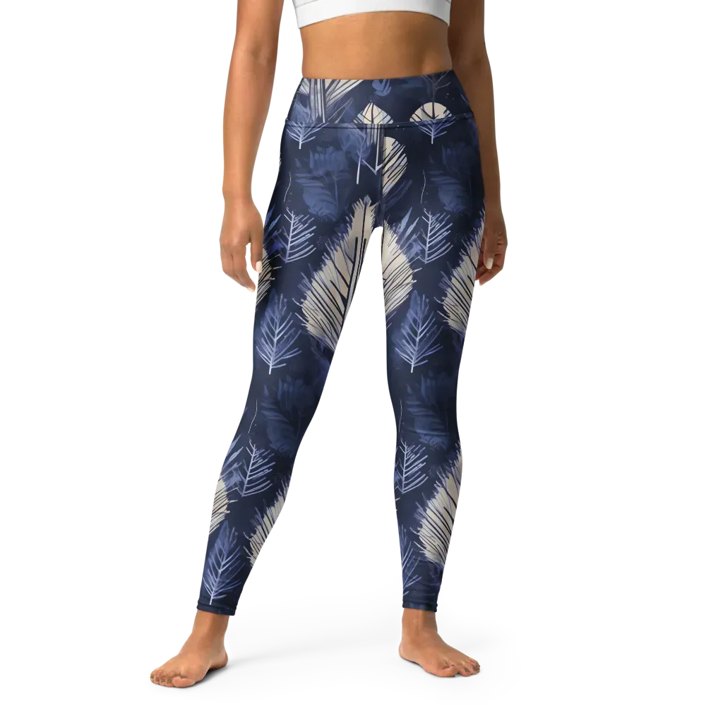 Moonlit Leaves on Yoga Leggings — Front