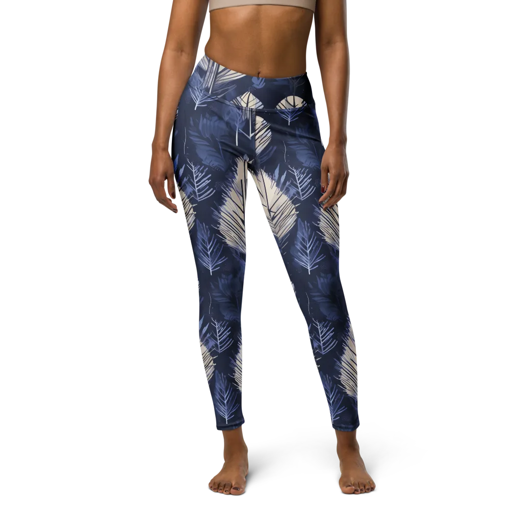 Moonlit Leaves on Yoga Leggings — Front