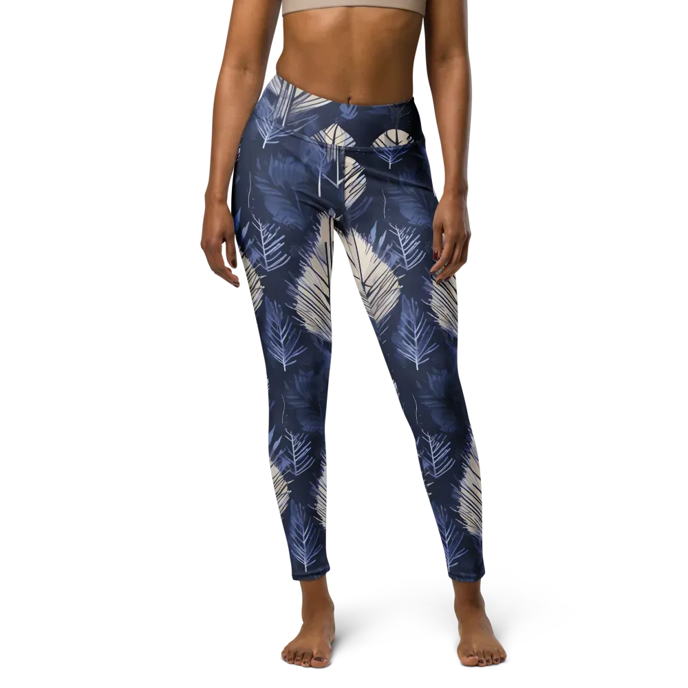 Moonlit Leaves on Yoga Leggings — Front