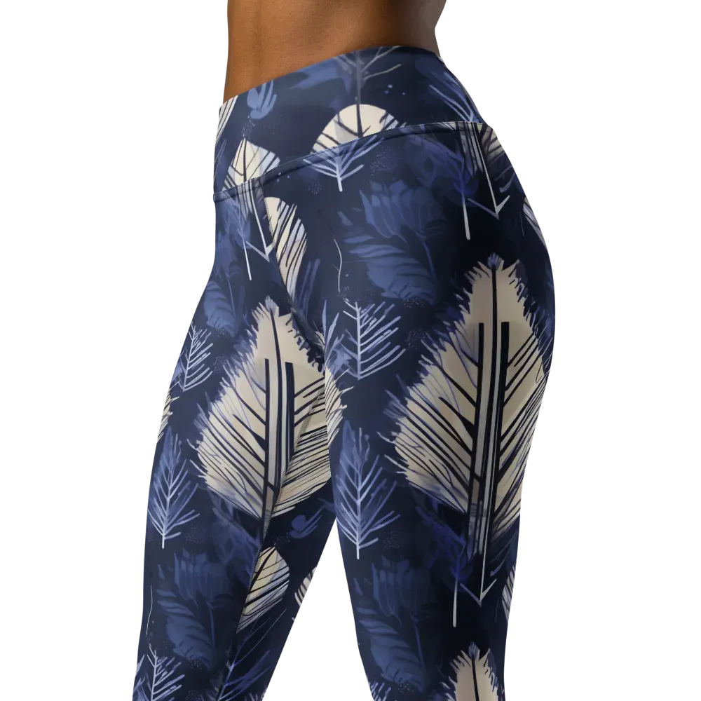 Moonlit Leaves on Yoga Leggings — Left Front