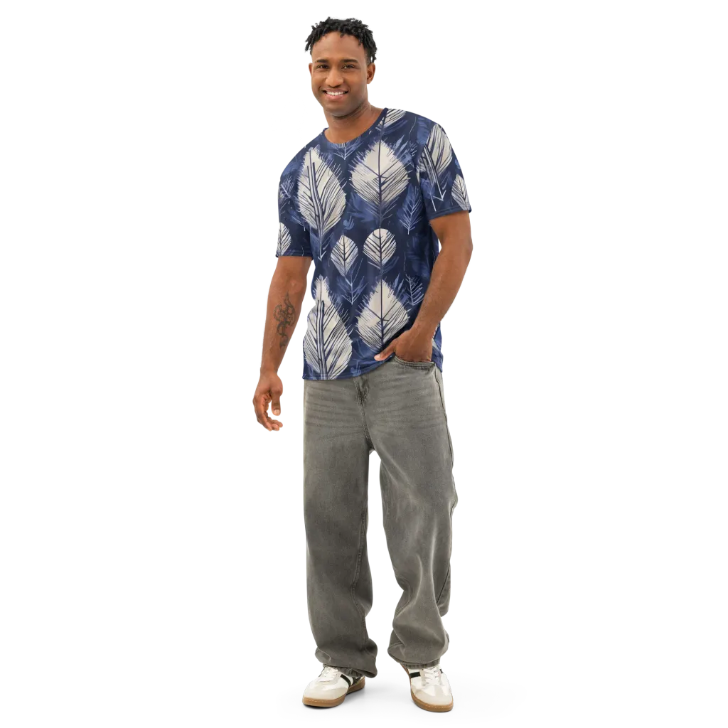 Moonlit Leaves on Men's Cotton Crew Neck T-Shirt — Front