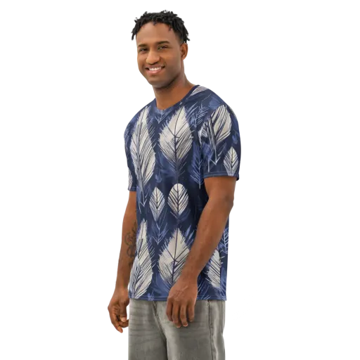 Moonlit Leaves on a Men's Cotton Crew Neck T-Shirt
