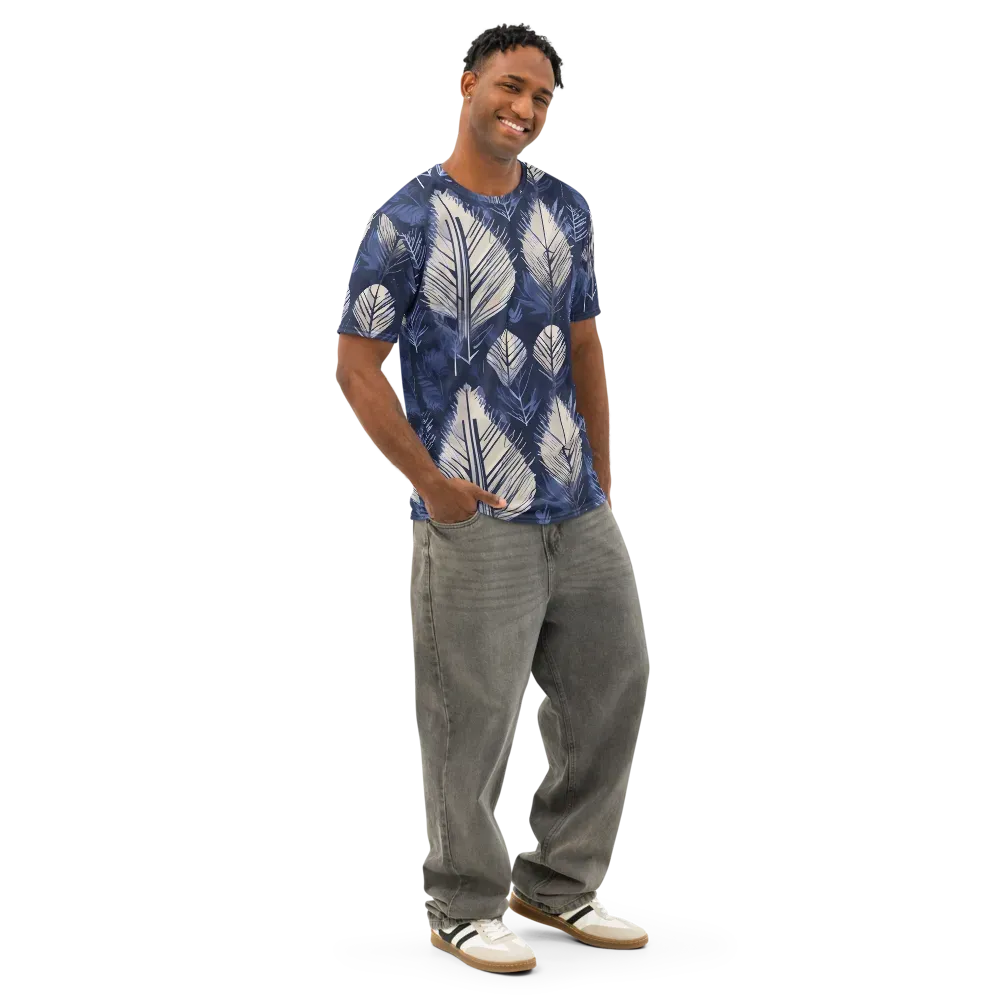 Moonlit Leaves on Men's Cotton Crew Neck T-Shirt — Right Front