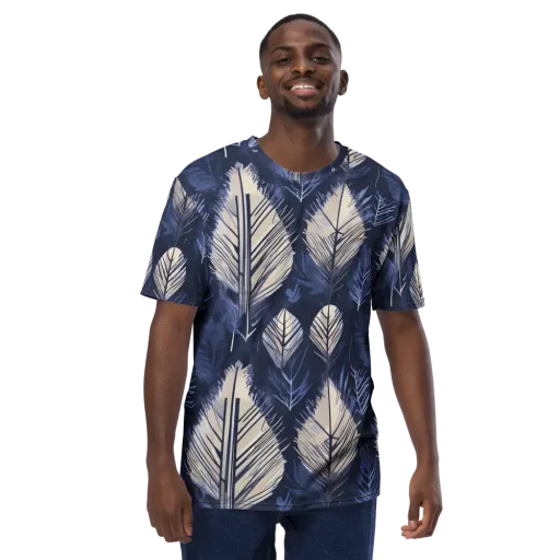 Moonlit Leaves on a Men's Crew Neck T-Shirt