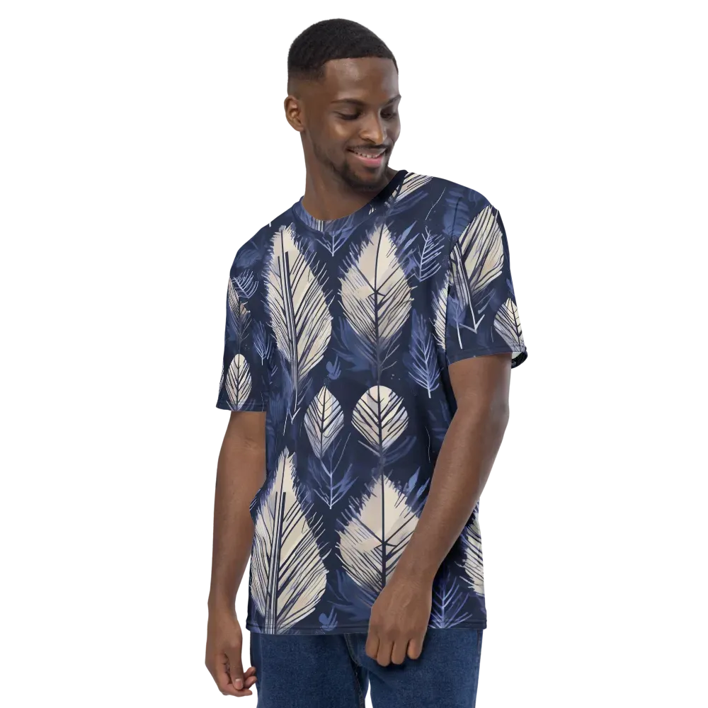Moonlit Leaves on Men's Crew Neck T-Shirt — Left