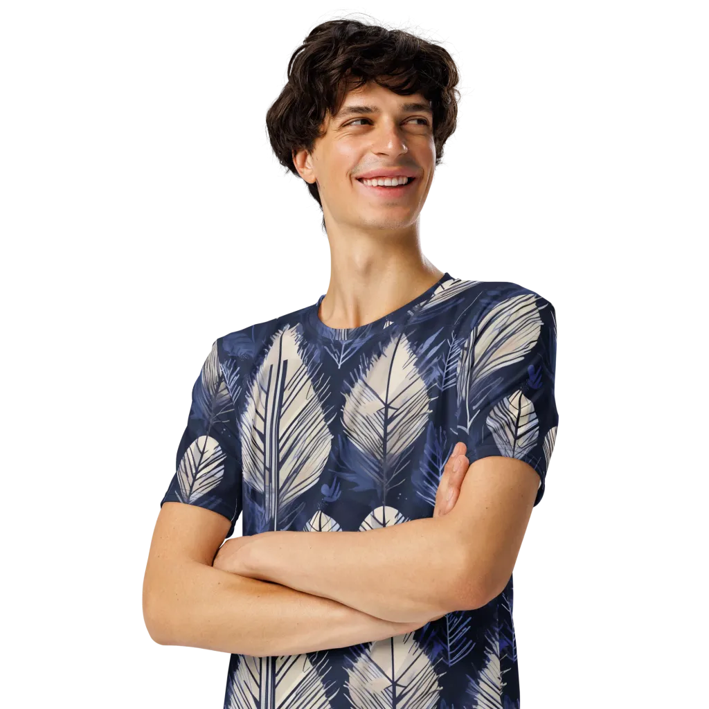 Moonlit Leaves on Men's Crew Neck T-Shirt — Left Front