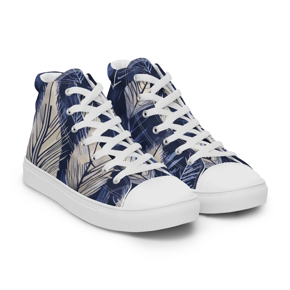 Moonlit Leaves on Men's High Top Canvas Shoes — Right Front