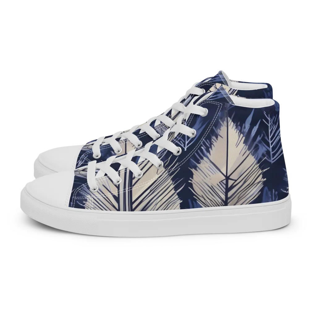 Moonlit Leaves on Men's High Top Canvas Shoes — Left