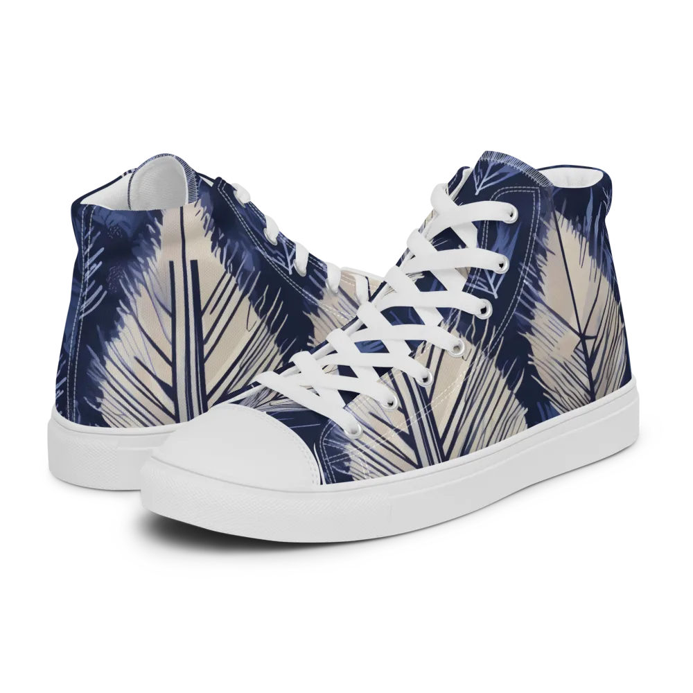Moonlit Leaves on Men's High Top Canvas Shoes — Left