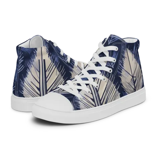 Moonlit Leaves on a Men's High Top Canvas Shoes