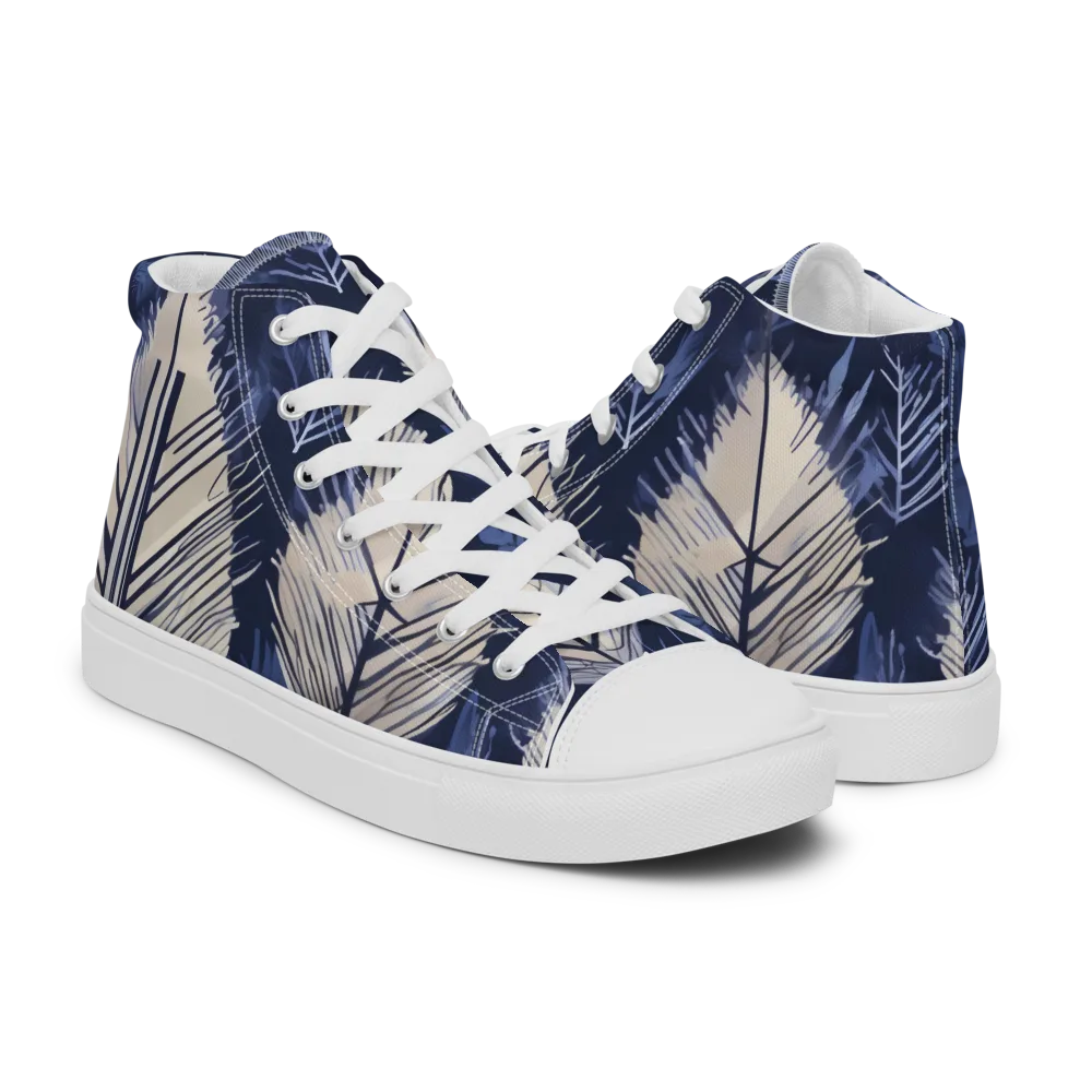 Moonlit Leaves on Men's High Top Canvas Shoes — Right