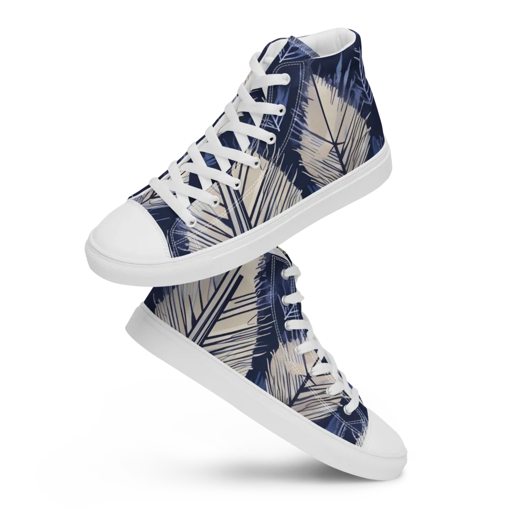 Moonlit Leaves on Men's High Top Canvas Shoes — Front