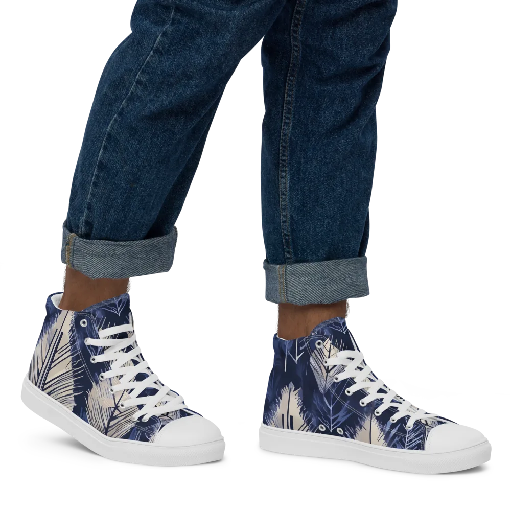 Moonlit Leaves on Men's High Top Canvas Shoes — Right