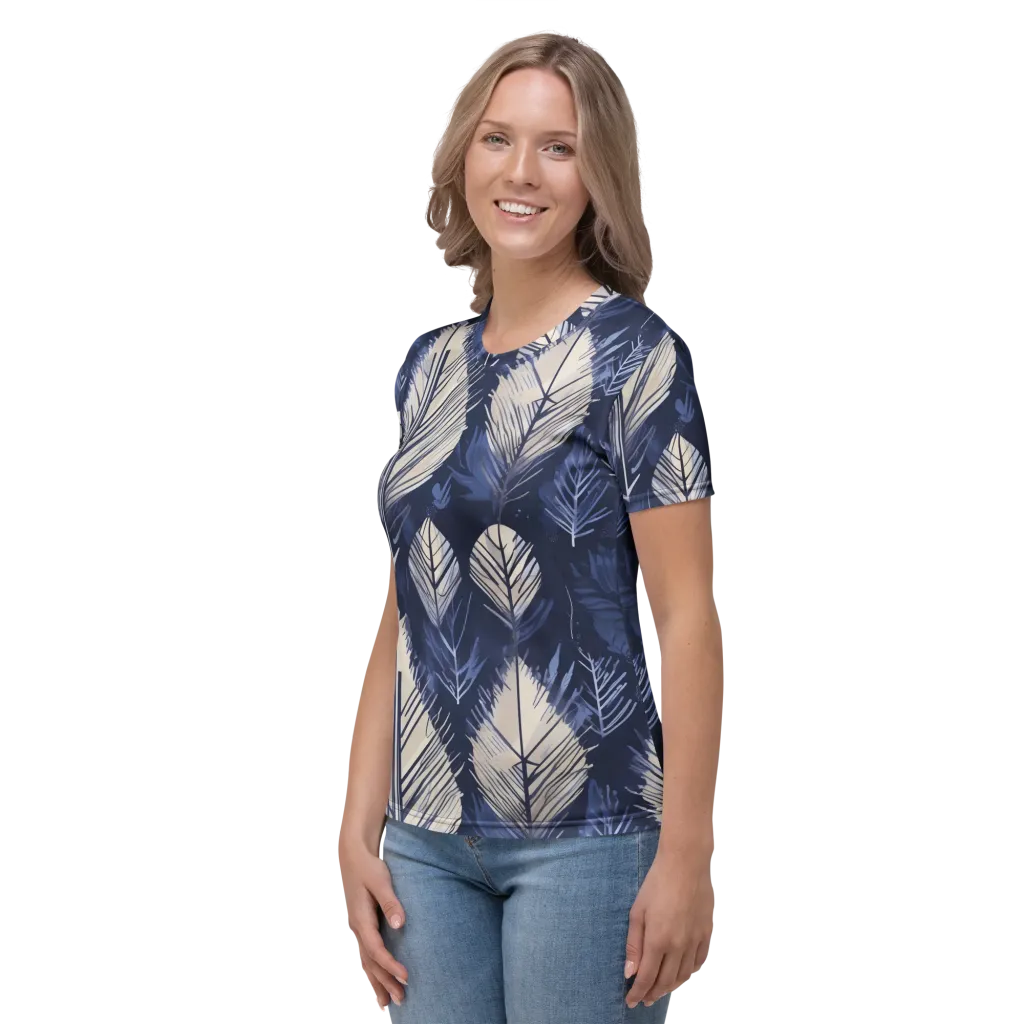 Moonlit Leaves on Women's Crew Neck T-Shirt — Left