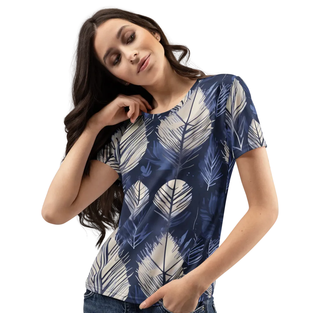 Moonlit Leaves on Women's Crew Neck T-Shirt — Left Front