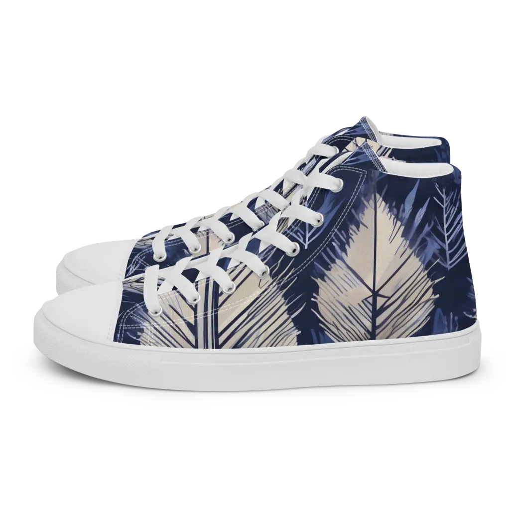 Moonlit Leaves on Women's High Top Canvas Shoes — Left