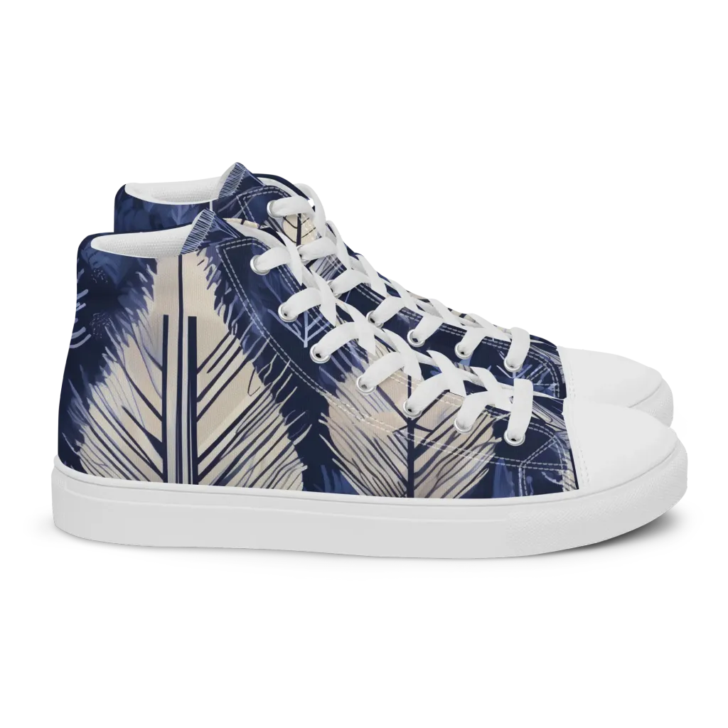 Moonlit Leaves on Women's High Top Canvas Shoes — Right