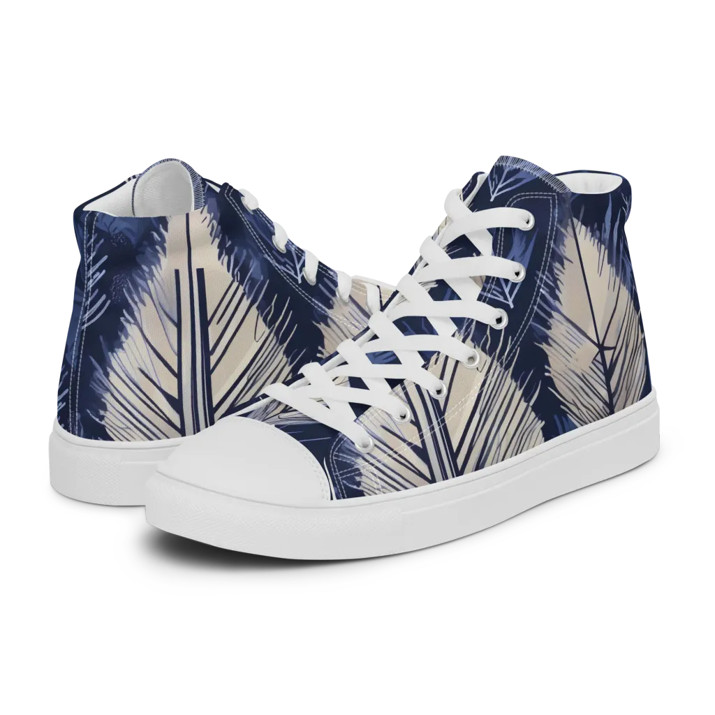 Moonlit Leaves on Women's High Top Canvas Shoes — Left