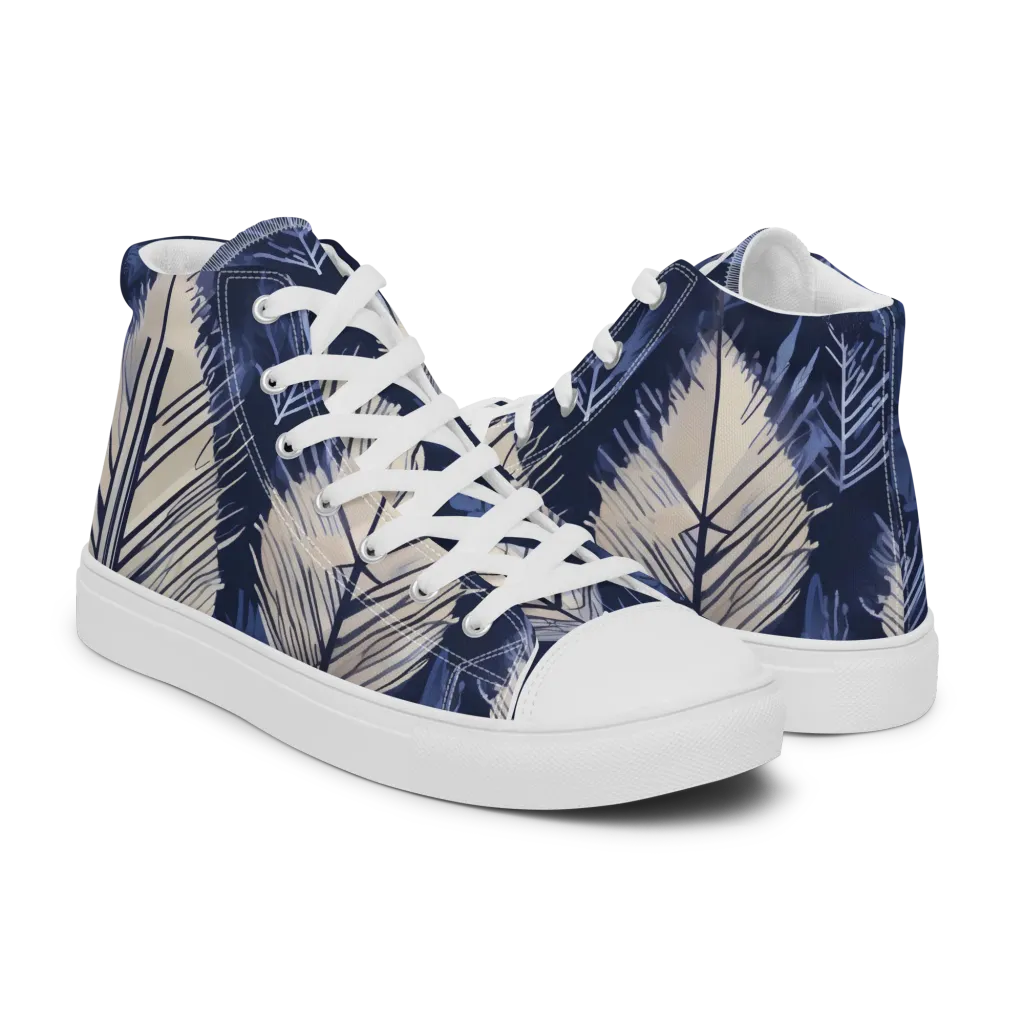 Moonlit Leaves on Women's High Top Canvas Shoes — Right