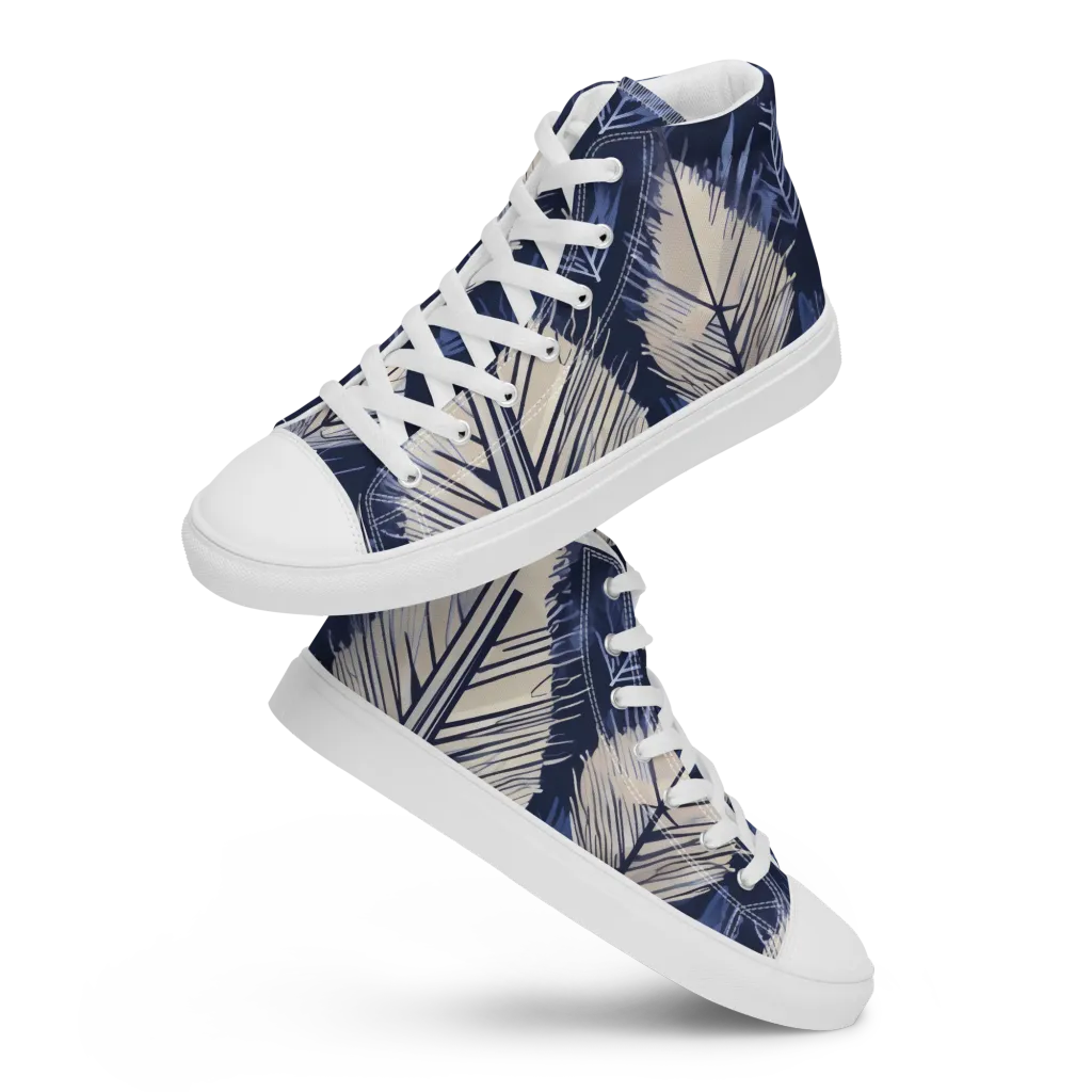 Moonlit Leaves on Women's High Top Canvas Shoes — Front