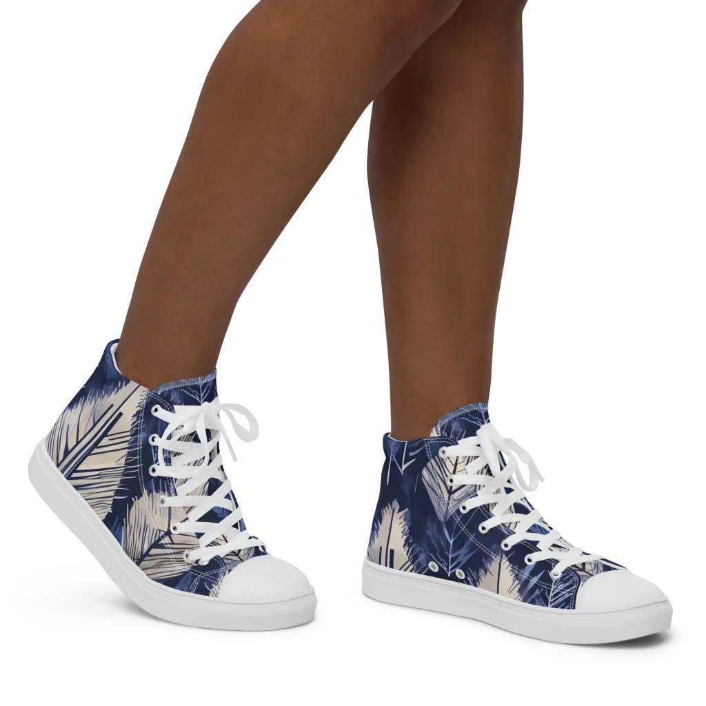 Moonlit Leaves on Women's High Top Canvas Shoes — Right