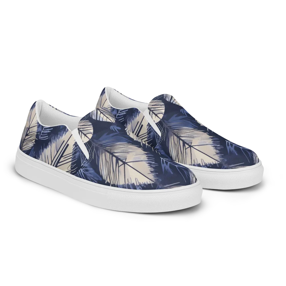 Moonlit Leaves on Men's Slip-On Canvas Shoes — Right Front