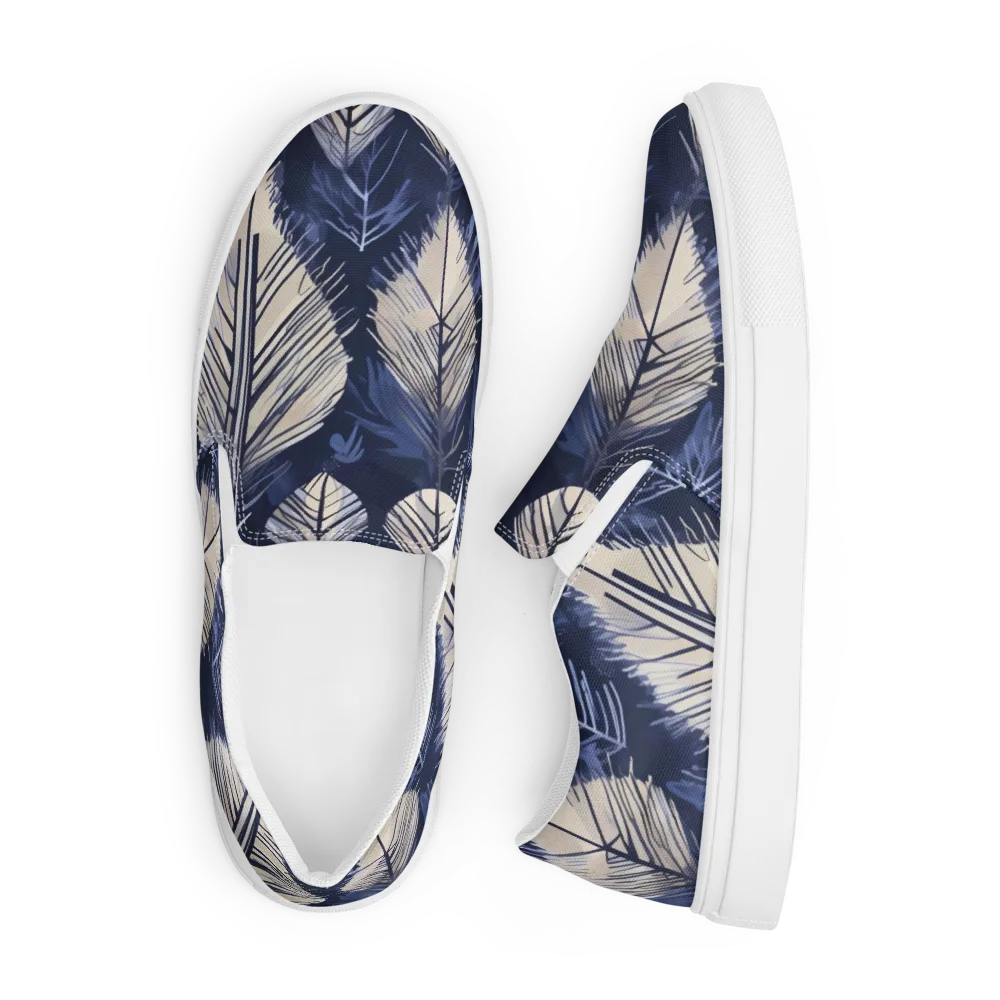 Moonlit Leaves on Men's Slip-On Canvas Shoes — Front