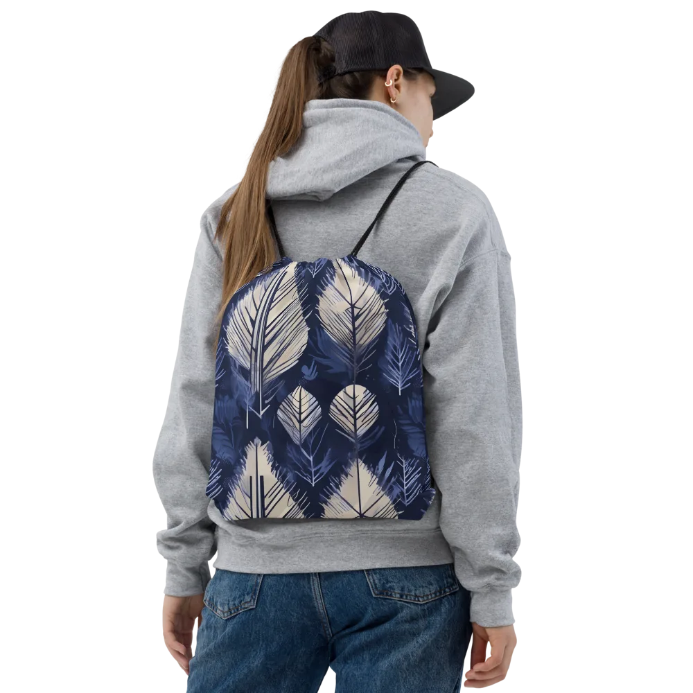 Moonlit Leaves on Drawstring Bag — Front