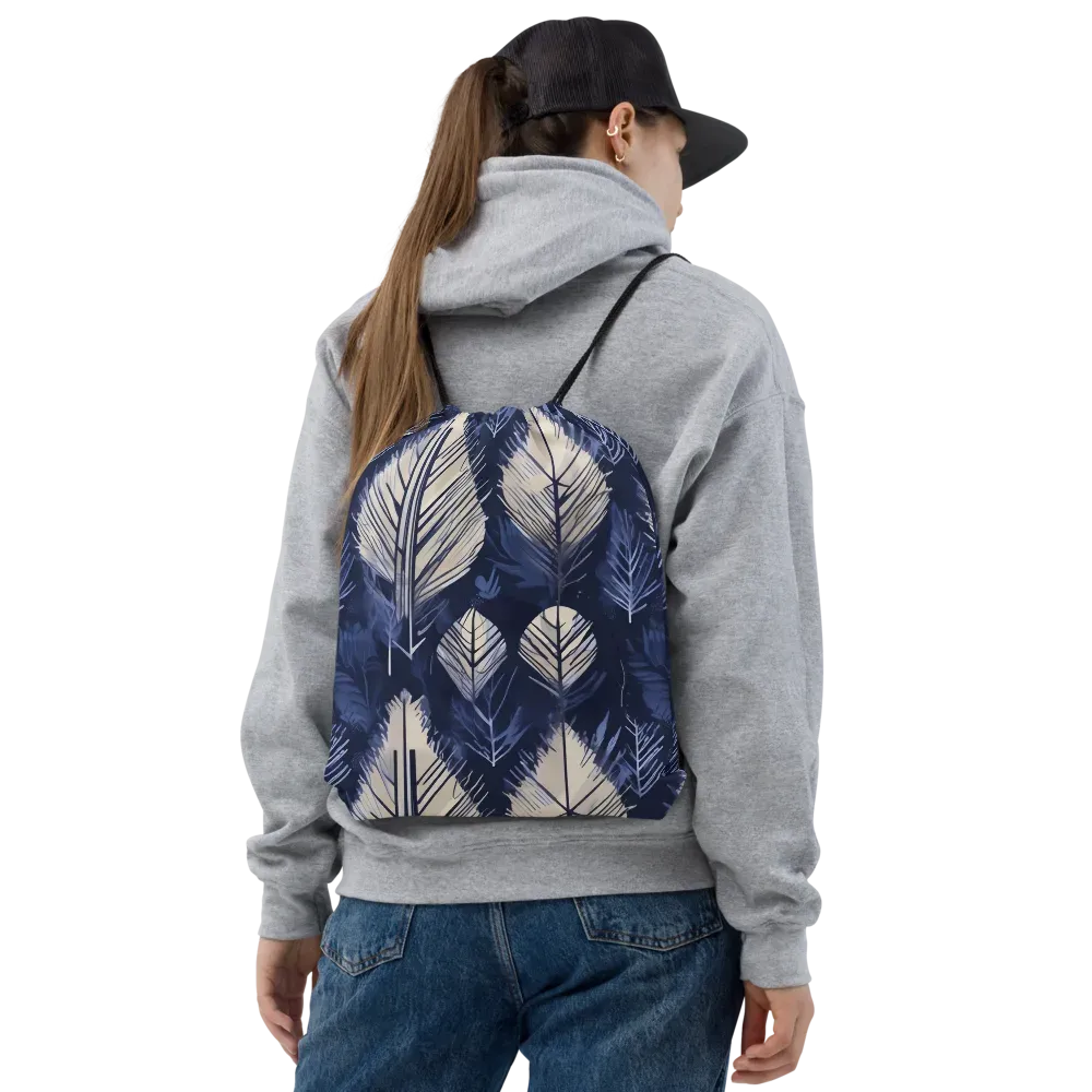 Moonlit Leaves on Drawstring Bag — Front