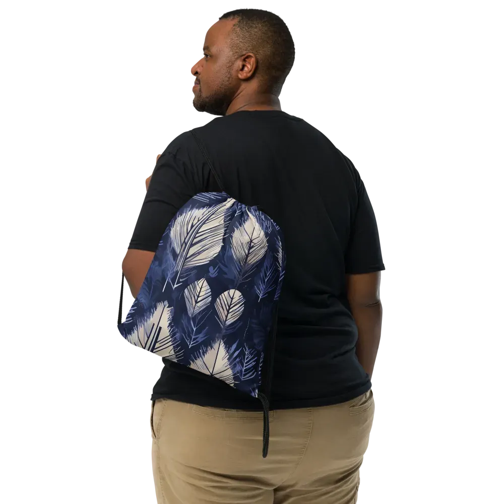 Moonlit Leaves on Drawstring Bag — Front