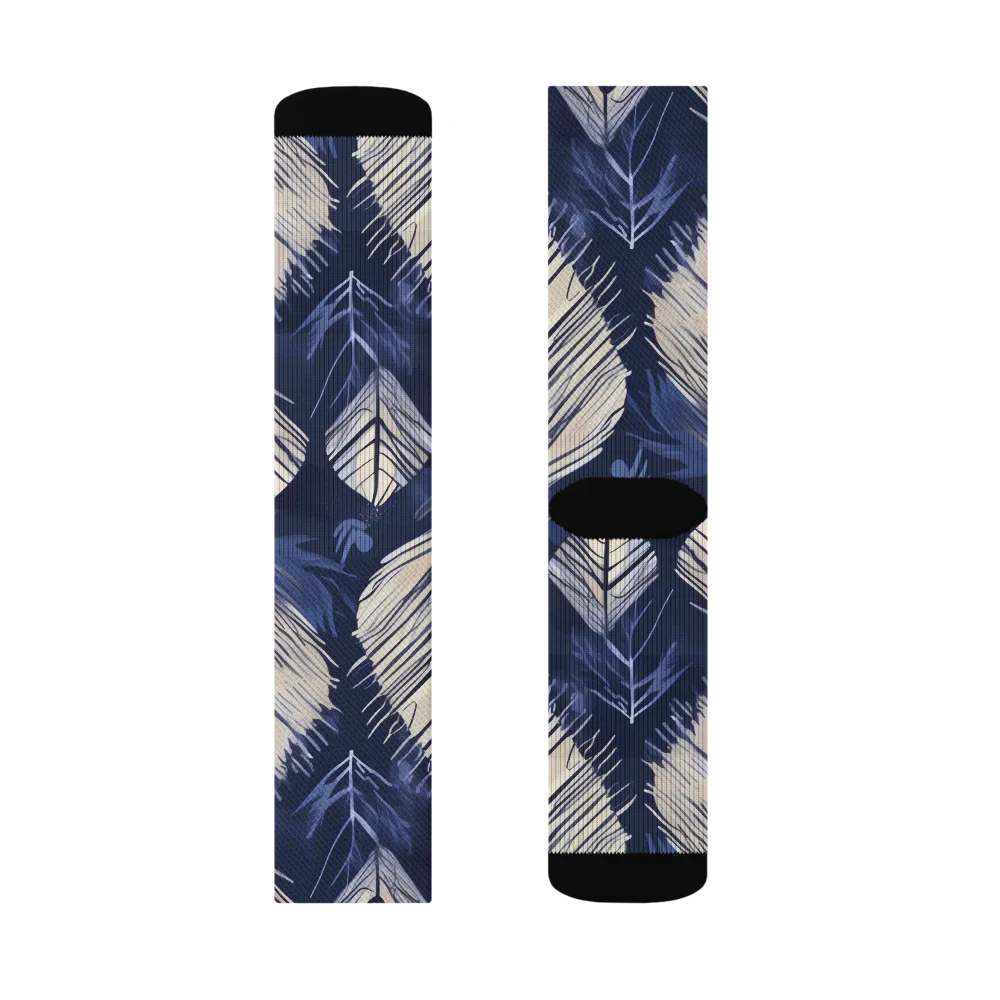 Moonlit Leaves on Socks — Left Sock