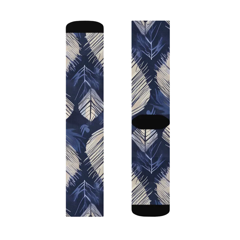 Moonlit Leaves on Socks — Right Sock